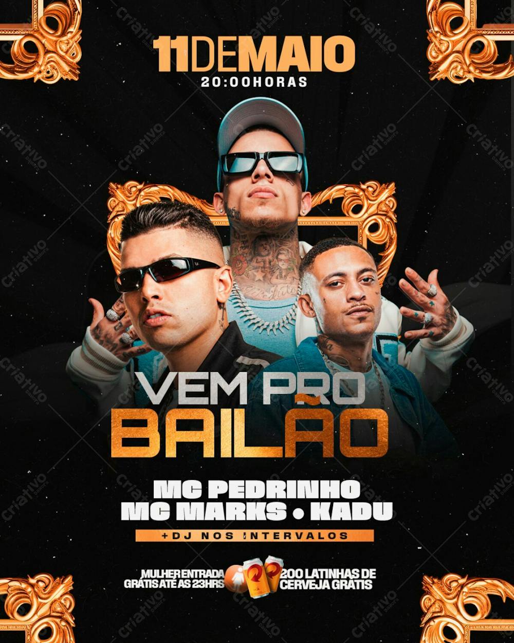 Flyer Evento Vem Pro Bailão Mc Pedrinho Mc Kadu Mc Marks Feed Psd Editável