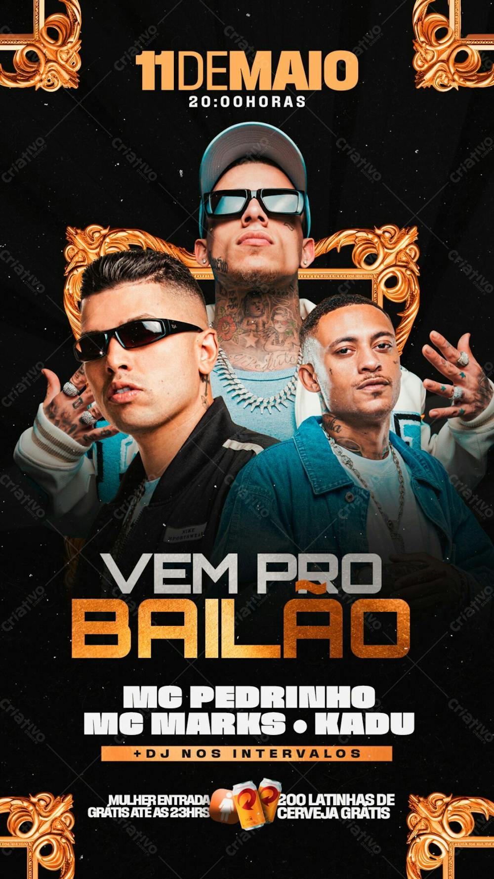 Flyer Evento Vem Pro Bailão Mc Pedrinho Mc Kadu Mc Marks Stories Psd Editável