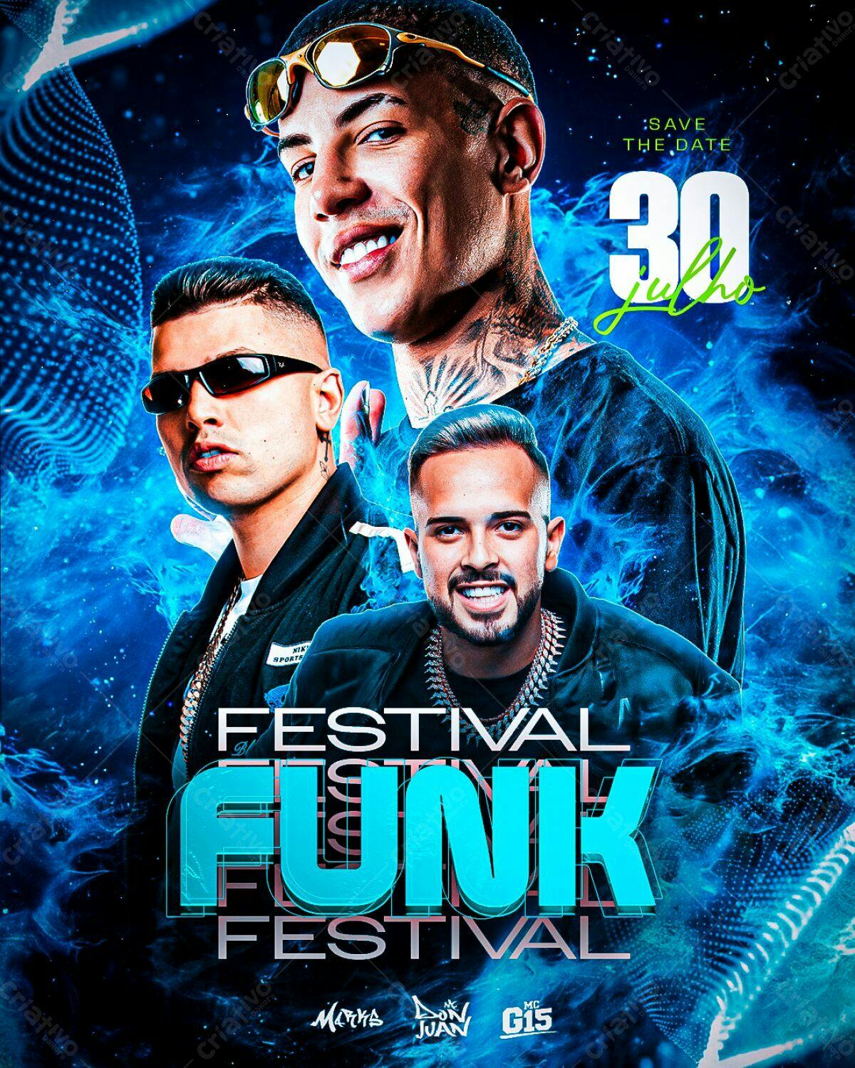 Flyer Festival Funk 30 de Julho PSD Editável