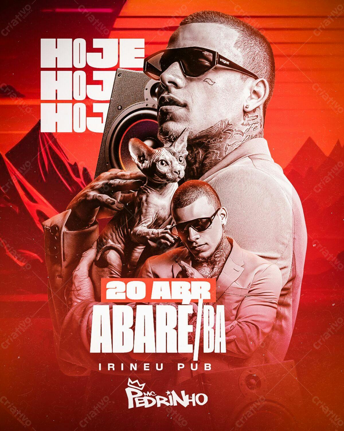 Flyer para Show MC Pedrinho em ABARÉ/BA PSD Editável