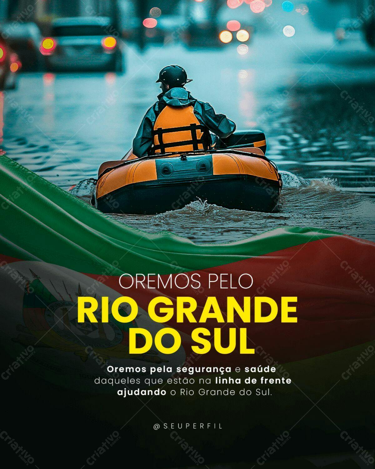 Flyer de Oração pelo Rio Grande do Sul PSD Editável