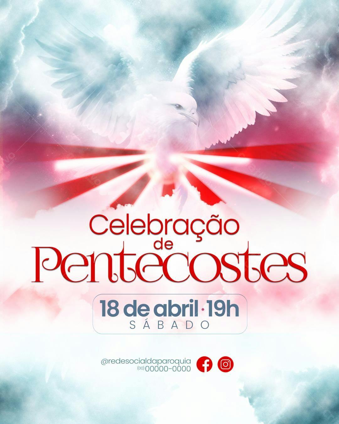 Flyer para Celebração de Pentecostes PSD Editável