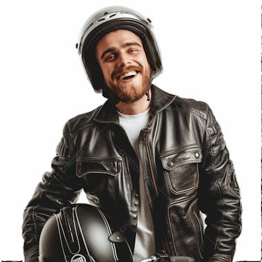 Motoqueiro feliz com capacete