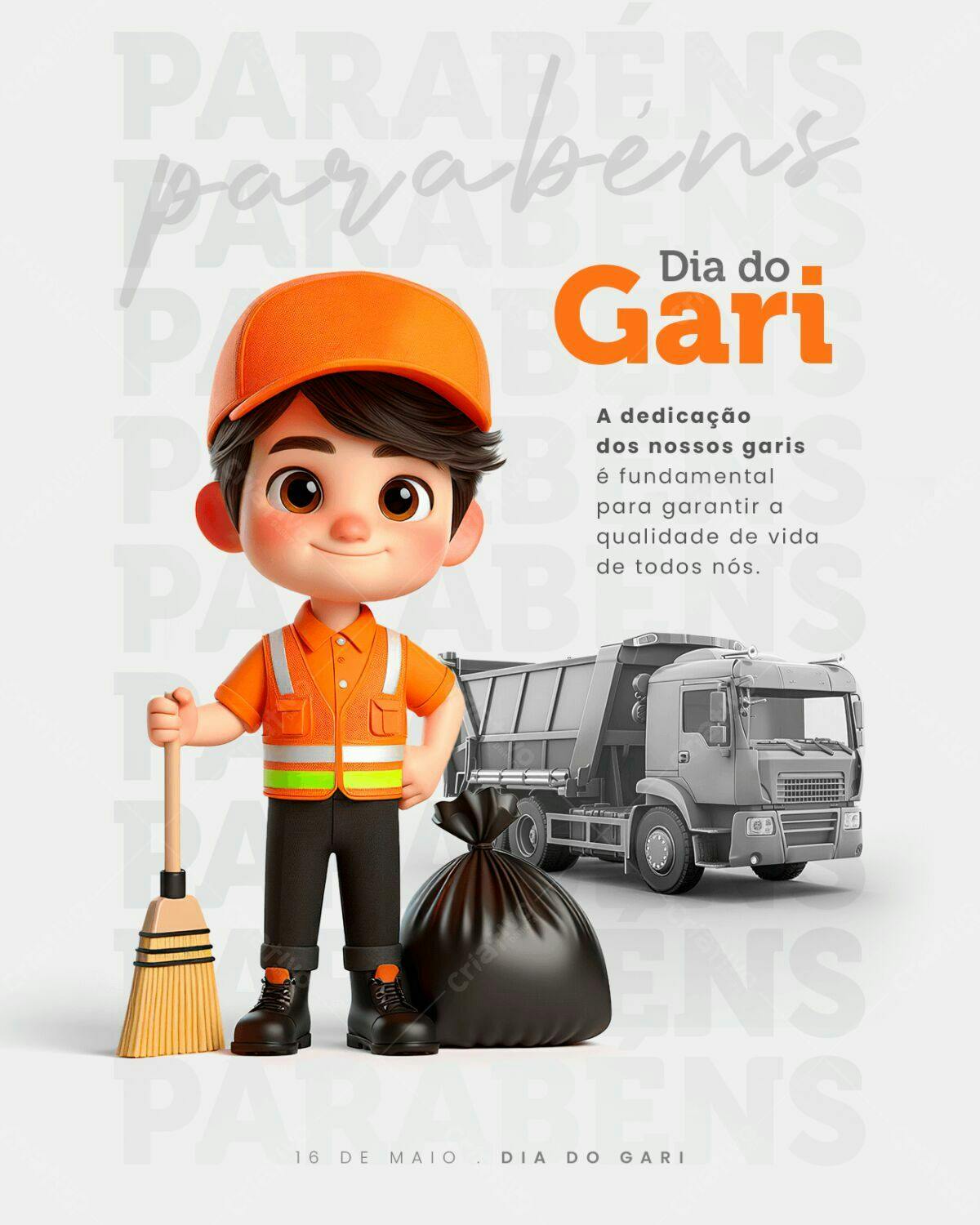 Flyer Dia do Gari PSD Editável