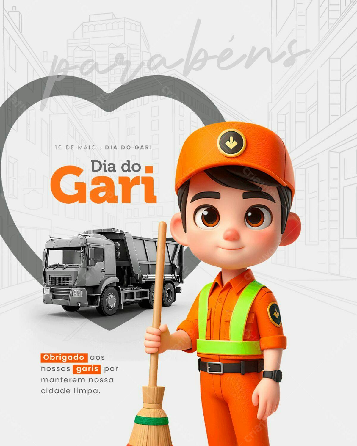 PSD Dia do Gari: Ilustração Infantil PSD Editável
