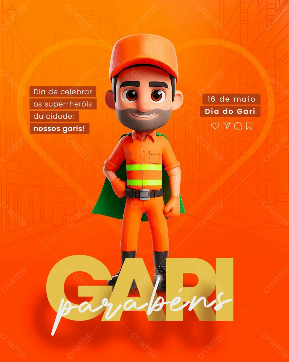 Flyer Dia do Gari PSD Editável