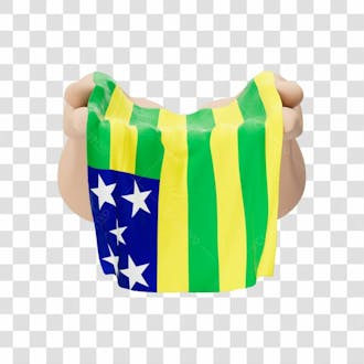 Mãos com bandeira do estado de goiás simbolizando solidariedade com fundo transparente copiar