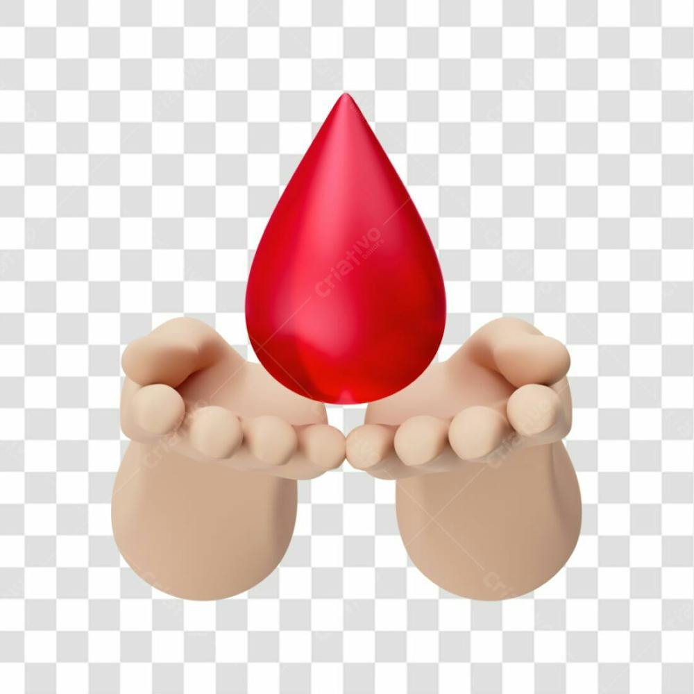 Mãos Com Gota De Sangue Em 3D Simbolizando Solidariedade Doação De Sangue Com Fundo Transparente Copiar