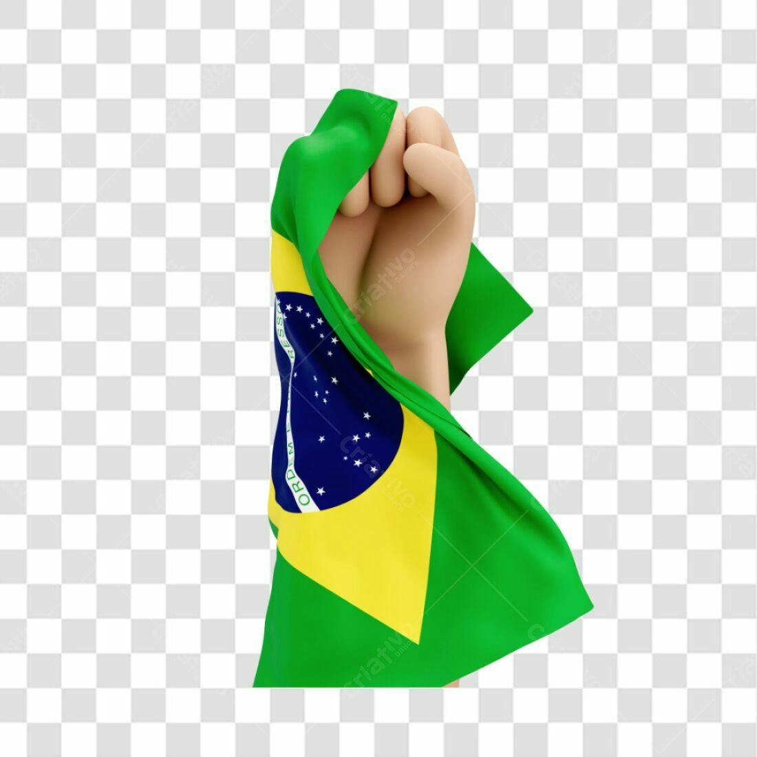 Imagem PNG com fundo transparente Mão segurando Bandeira Brasil