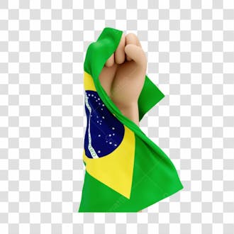 Mãos com bandeira do brasil simbolizando força com fundo transparente