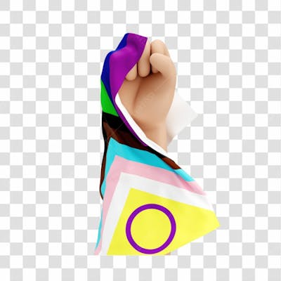Mãos Com Bandeira Lgbtqi Simbolizando Força Com Fundo Transparente