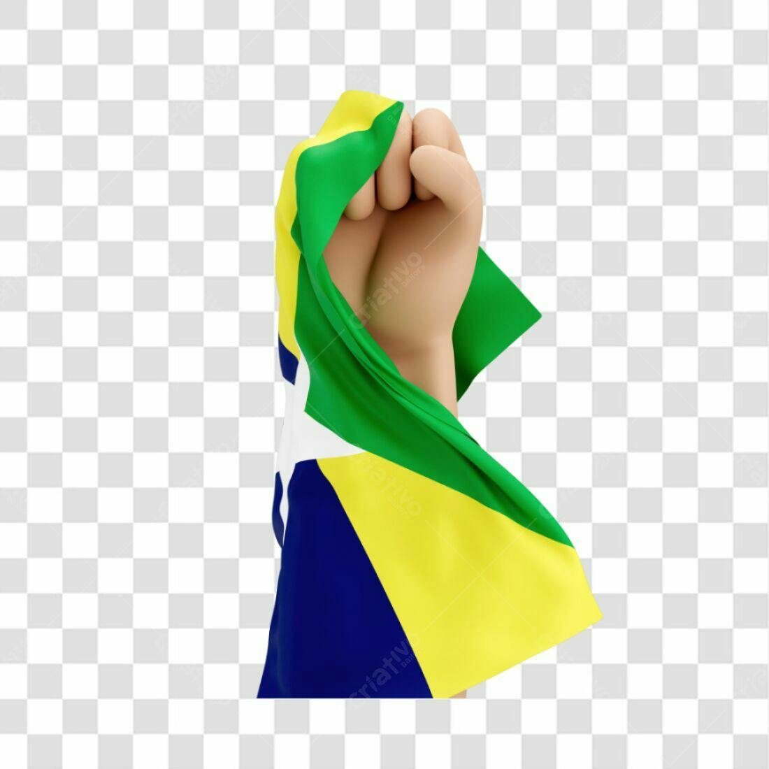 Icone punho com bandeira Brasil PNG com fundo transparente