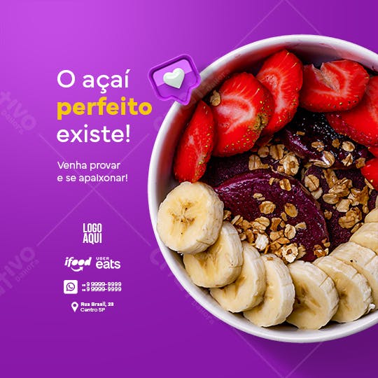 Post para Açaí PSD Editável