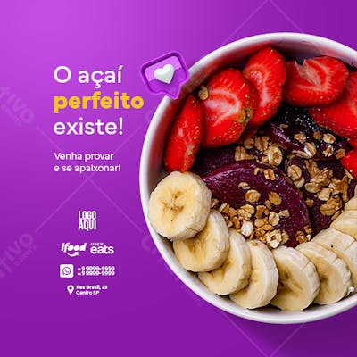 Social Media Açaí Açaiteria Psd Editável