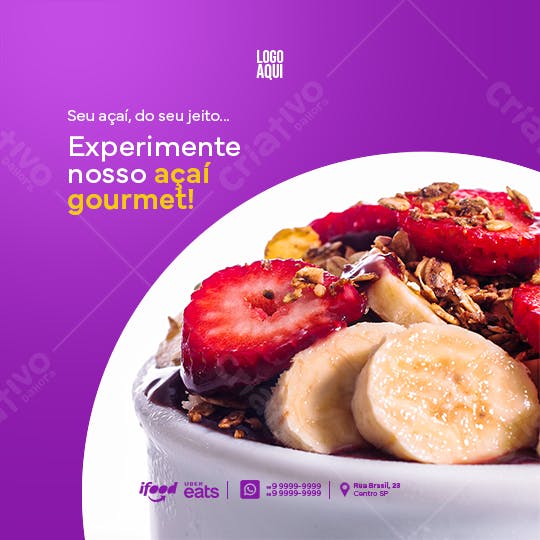 Post para Açaí Gourmet PSD Editável