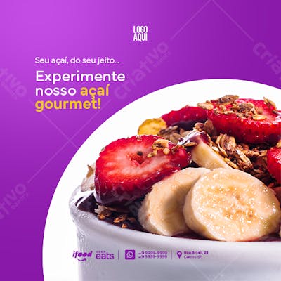 Social Media Açaí Açaiteria Psd Editável