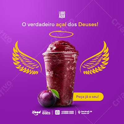 Social Media Açaí Açaiteria Psd Editável