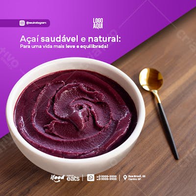 Social Media Açaí Açaiteria Psd Editável