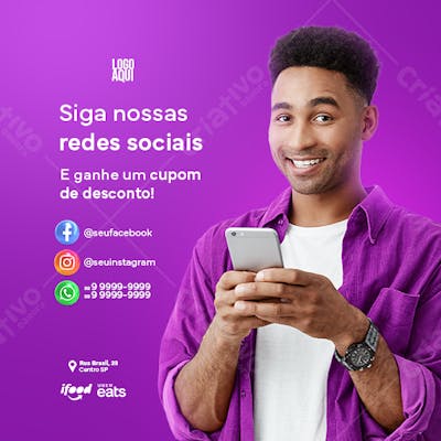 Social Media Siga na rede social Açaí Açaiteria Psd Editável