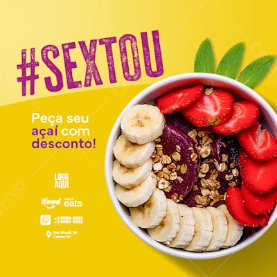 Social Media Sextou Açaí Açaiteria Psd Editável