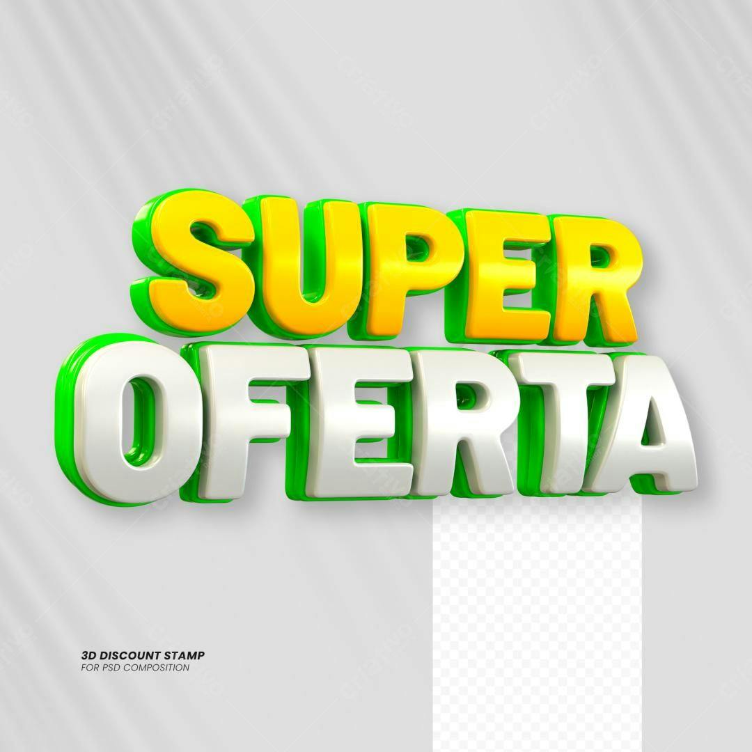 Selo 3D promocional Super Oferta amarelo verde e branco