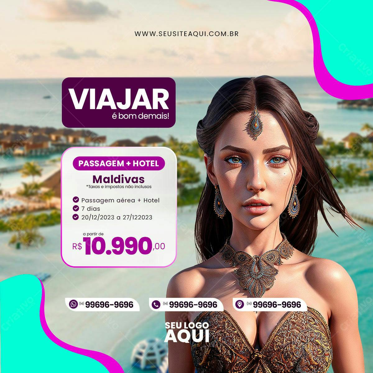 Flyer para Promoção de Viagem às Maldivas PSD Editável