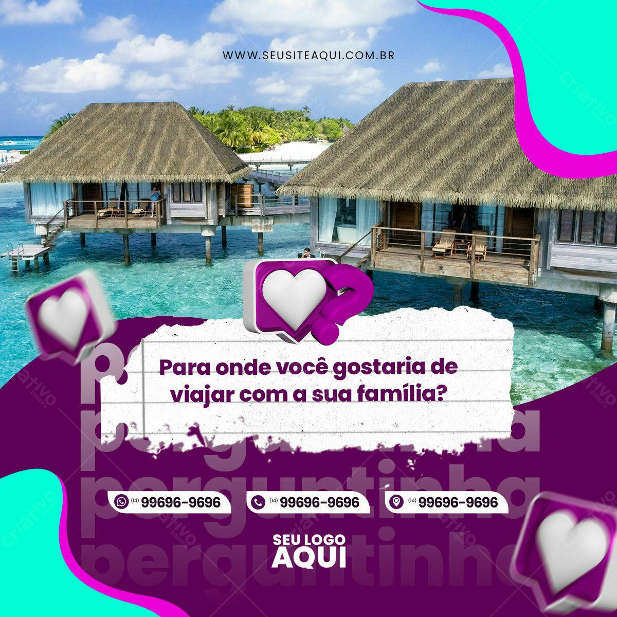Postagem para Viagem em Família PSD Editável