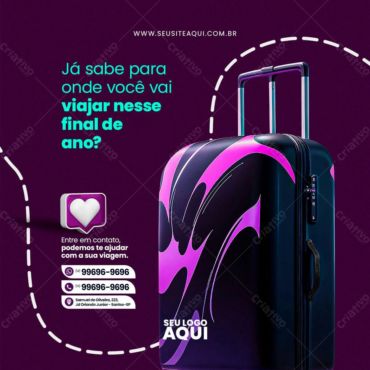 Postagem para Redes Sociais com Mala de Viagem PSD Editável