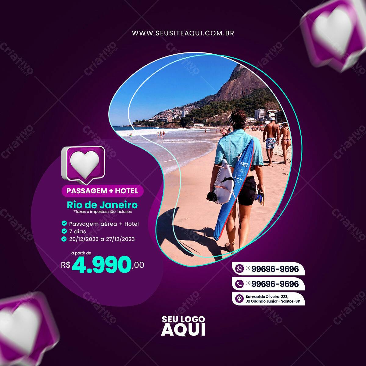 Flyer para Viagem ao Rio de Janeiro PSD Editável
