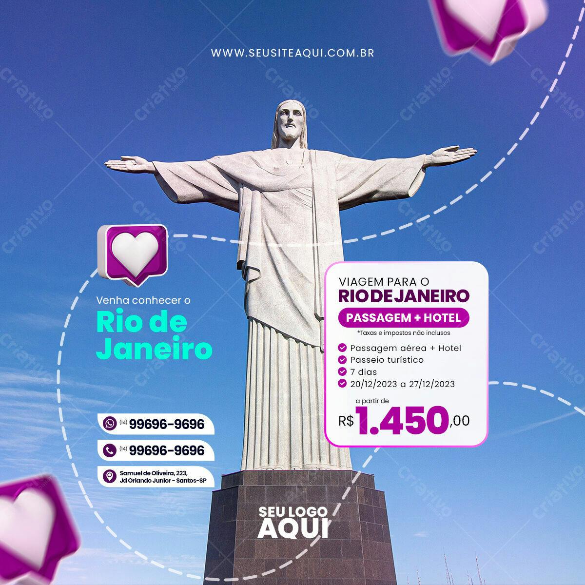 Post para Viagem Rio de Janeiro PSD Editável