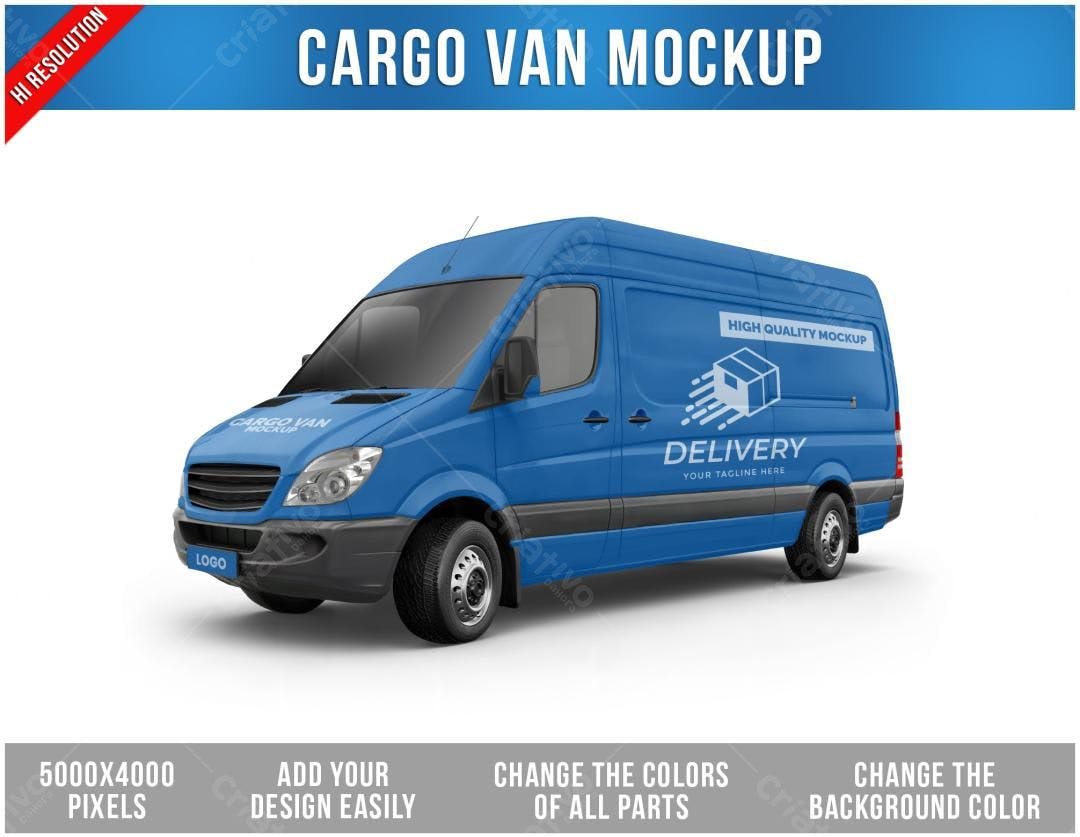Mockup de Van de Carga Azul para Entrega