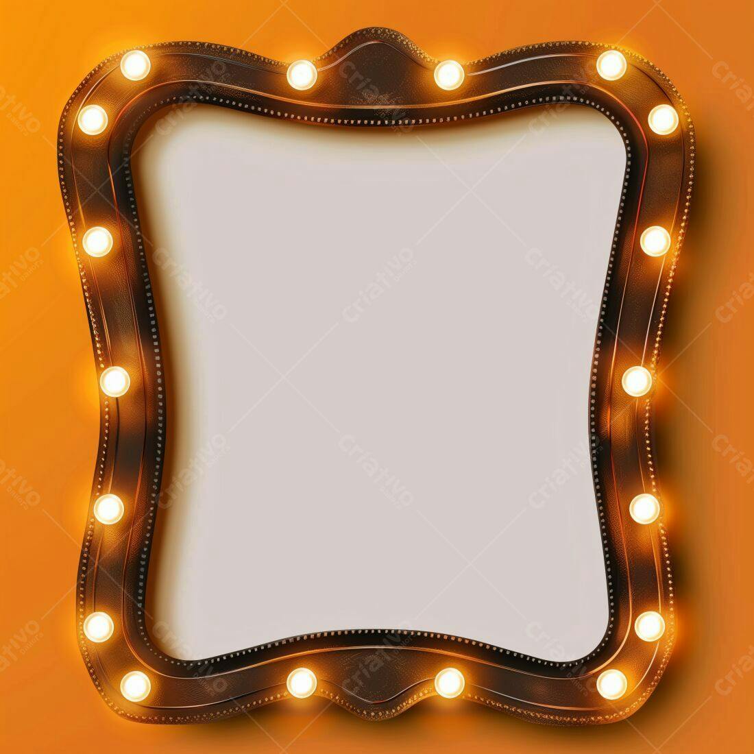Moldura de Luz Marrom com Lâmpadas Amarelas