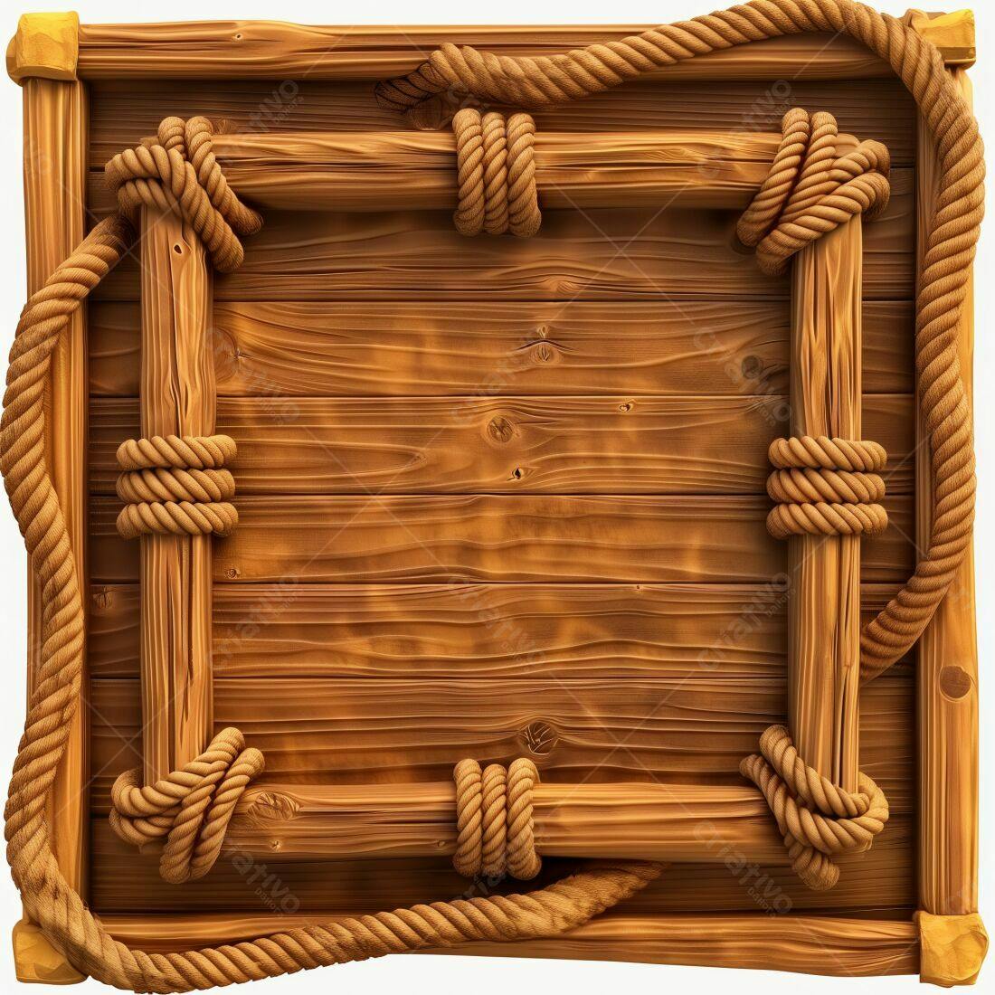 Placa de Madeira com Cordas Decorativas
