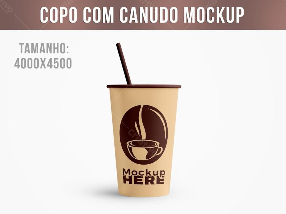 Copo Com Canudo café bebida Mockup