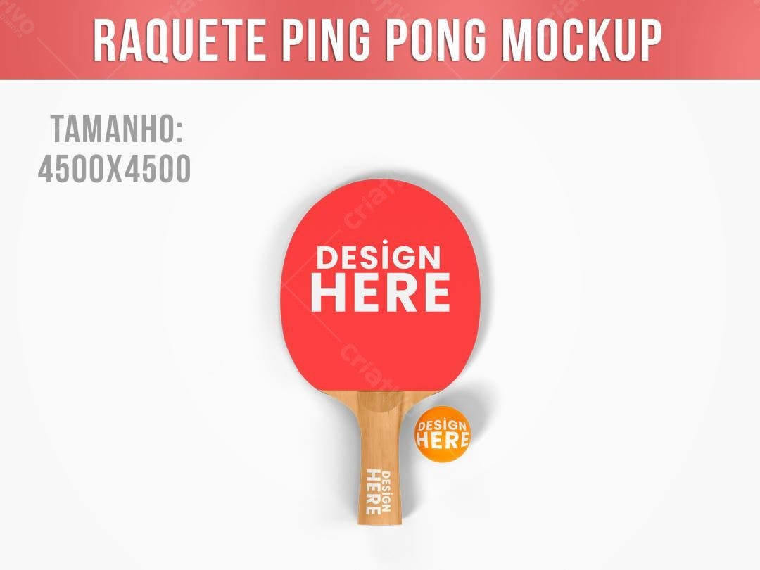 Mockup Raquete Ping Pong Vermelha