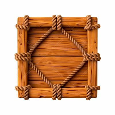 Elemento 3D, Placa De Madeira, Com Cordas, Para Composição