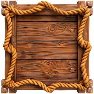 Elemento 3d, placa de madeira, com cordas, para composição