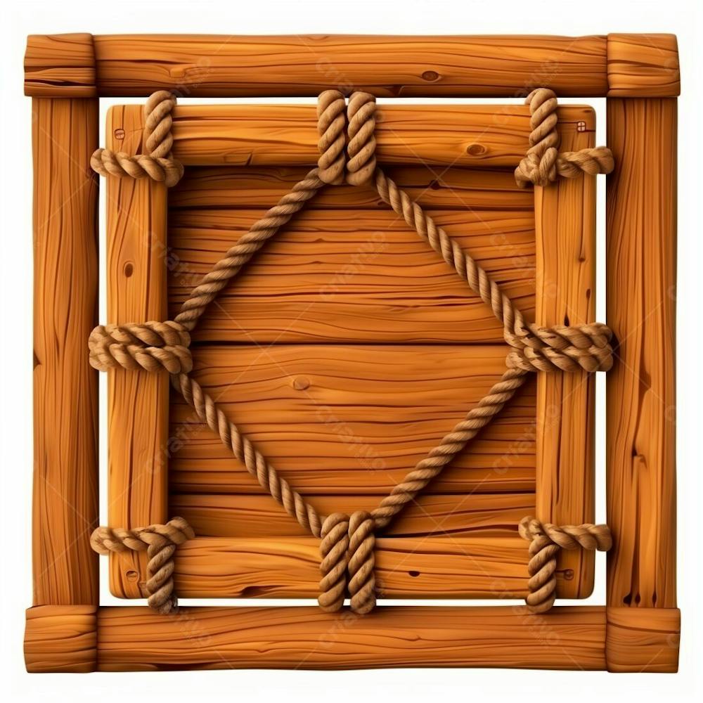 Elemento 3D, Placa De Madeira, Com Cordas, Para Composição
