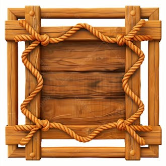 Elemento 3d, placa de madeira, com cordas, para composição