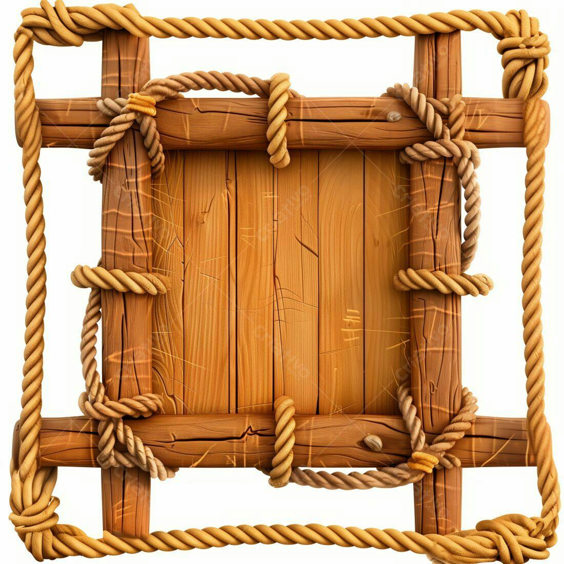 Quadro de madeira com corda náutica