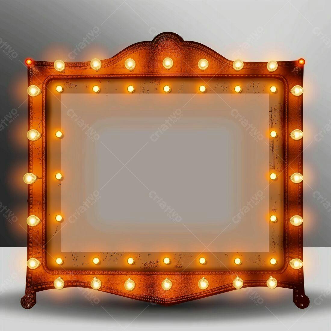 Quadro de Luz Vintage Marrom com Lâmpadas