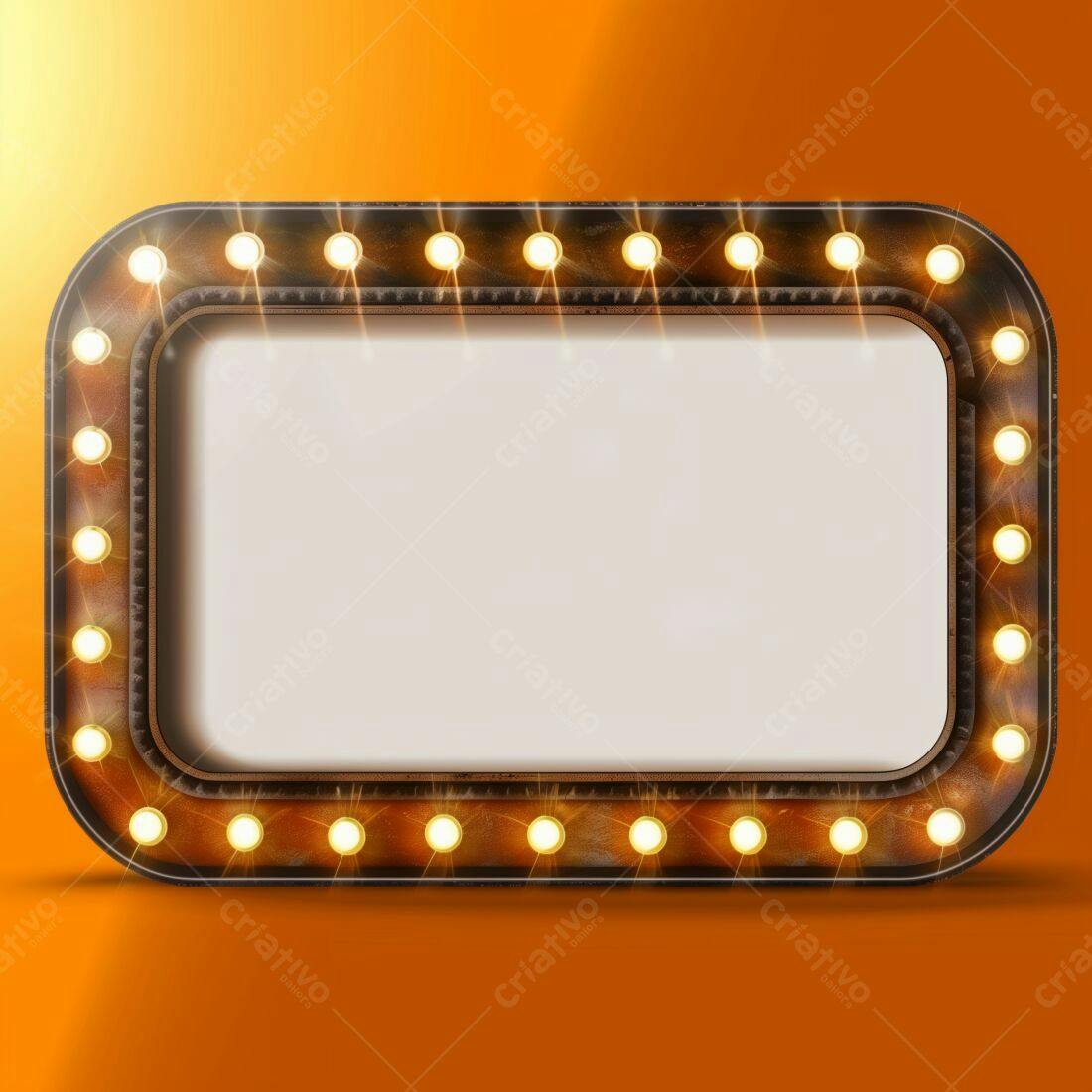 Moldura de Luz Vintage com Lâmpadas Amarelas