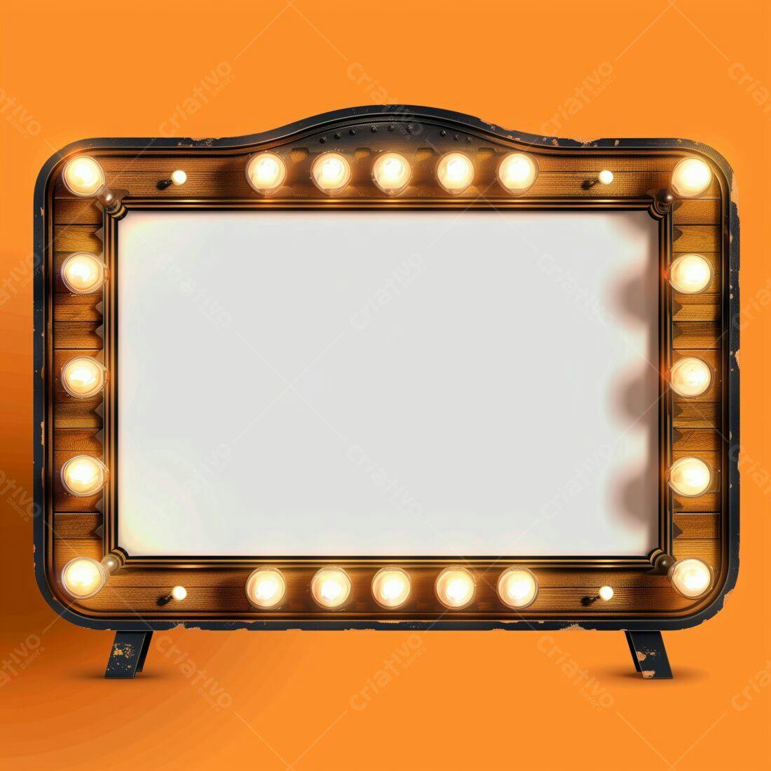 Placa de madeira vintage com lâmpadas