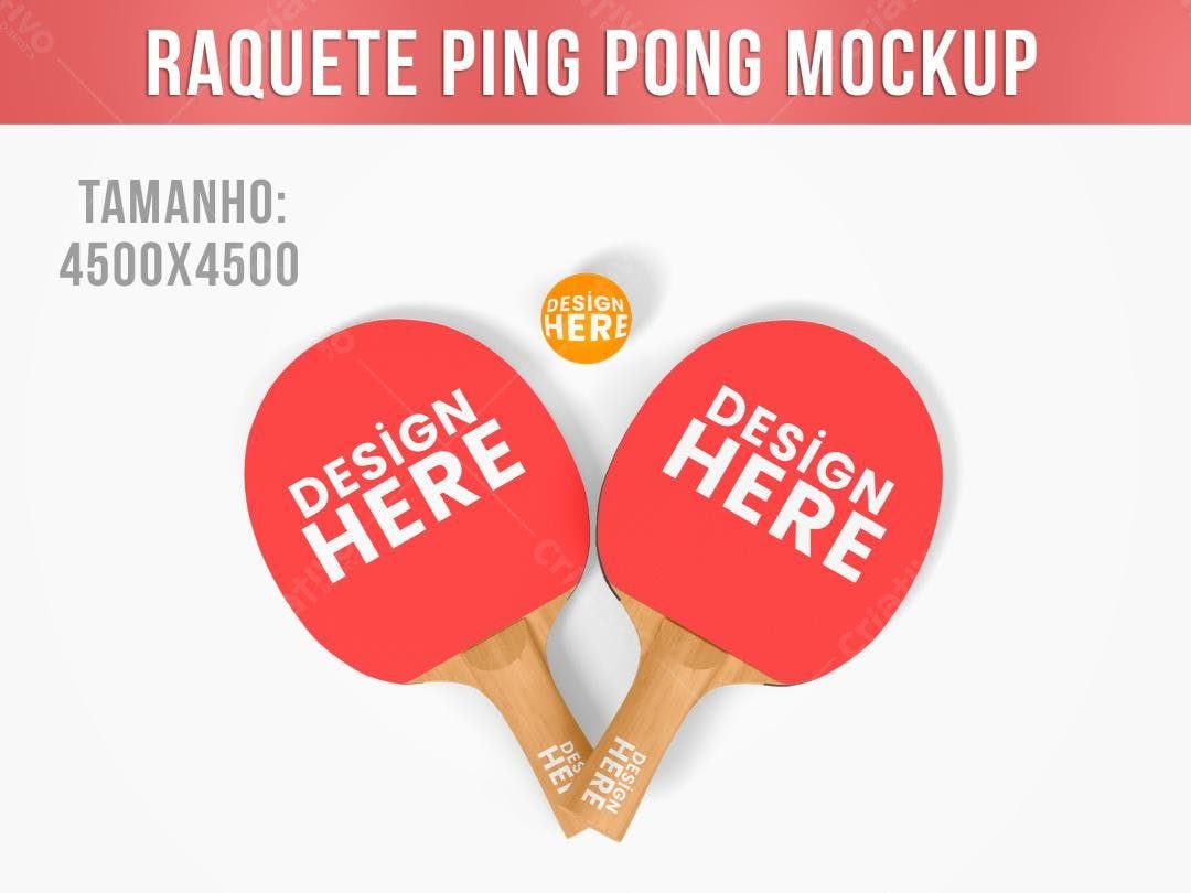 Mockup Realista de Raquetes Ping Pong Vermelhas
