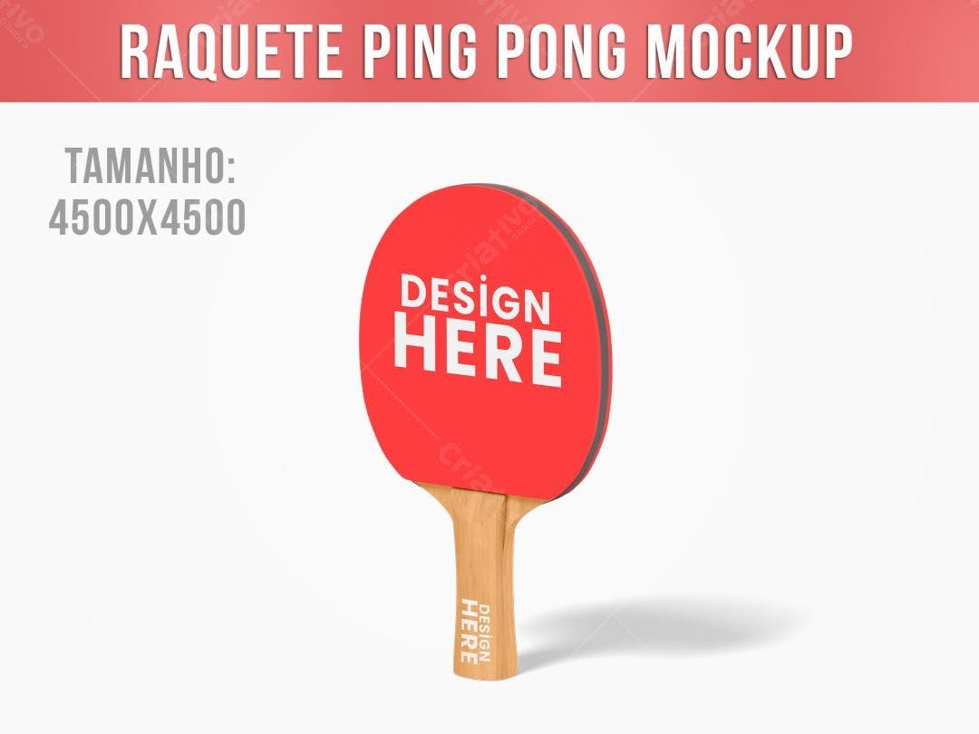 Mockup Raquete Ping Pong Vermelha - Design Esportivo