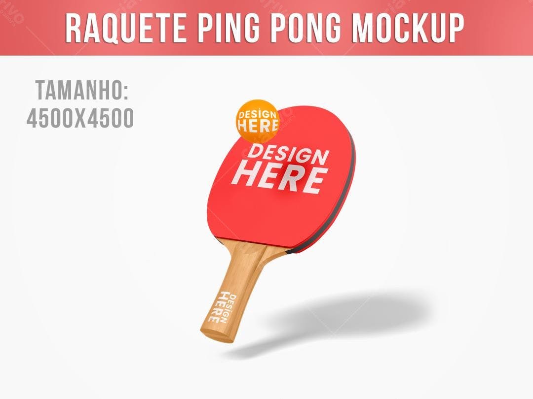 Mockup Raquete Ping Pong Vermelha Realista