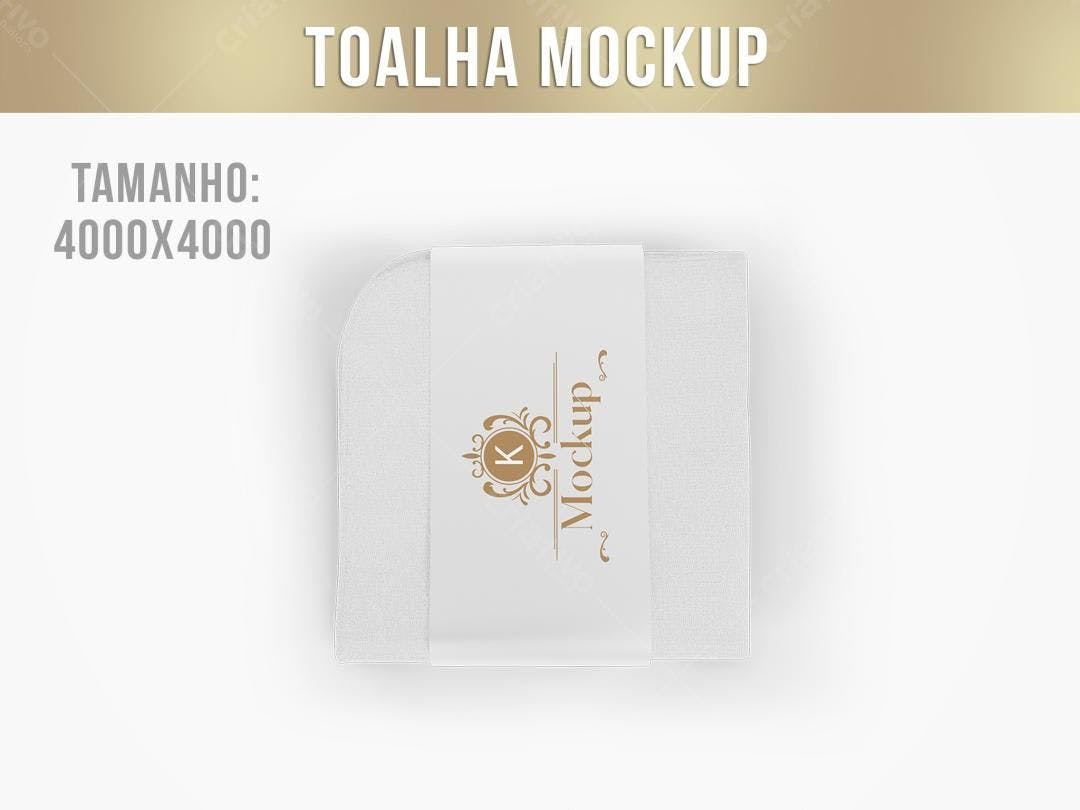 Mockup de Toalha Branca com Detalhes Dourados - Estilo Elegante