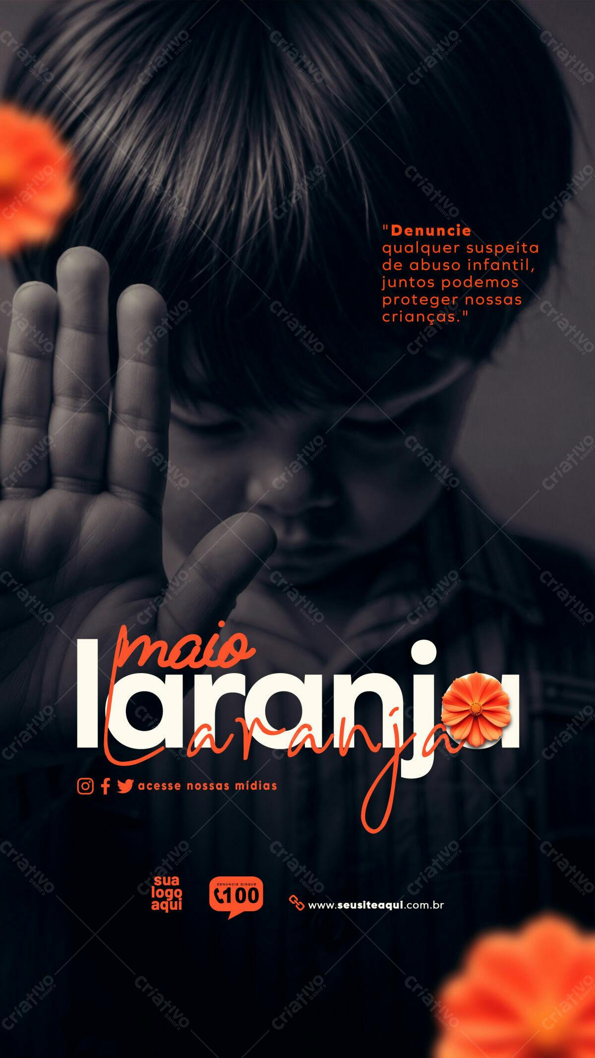Flyer Maio Laranja PSD Editável