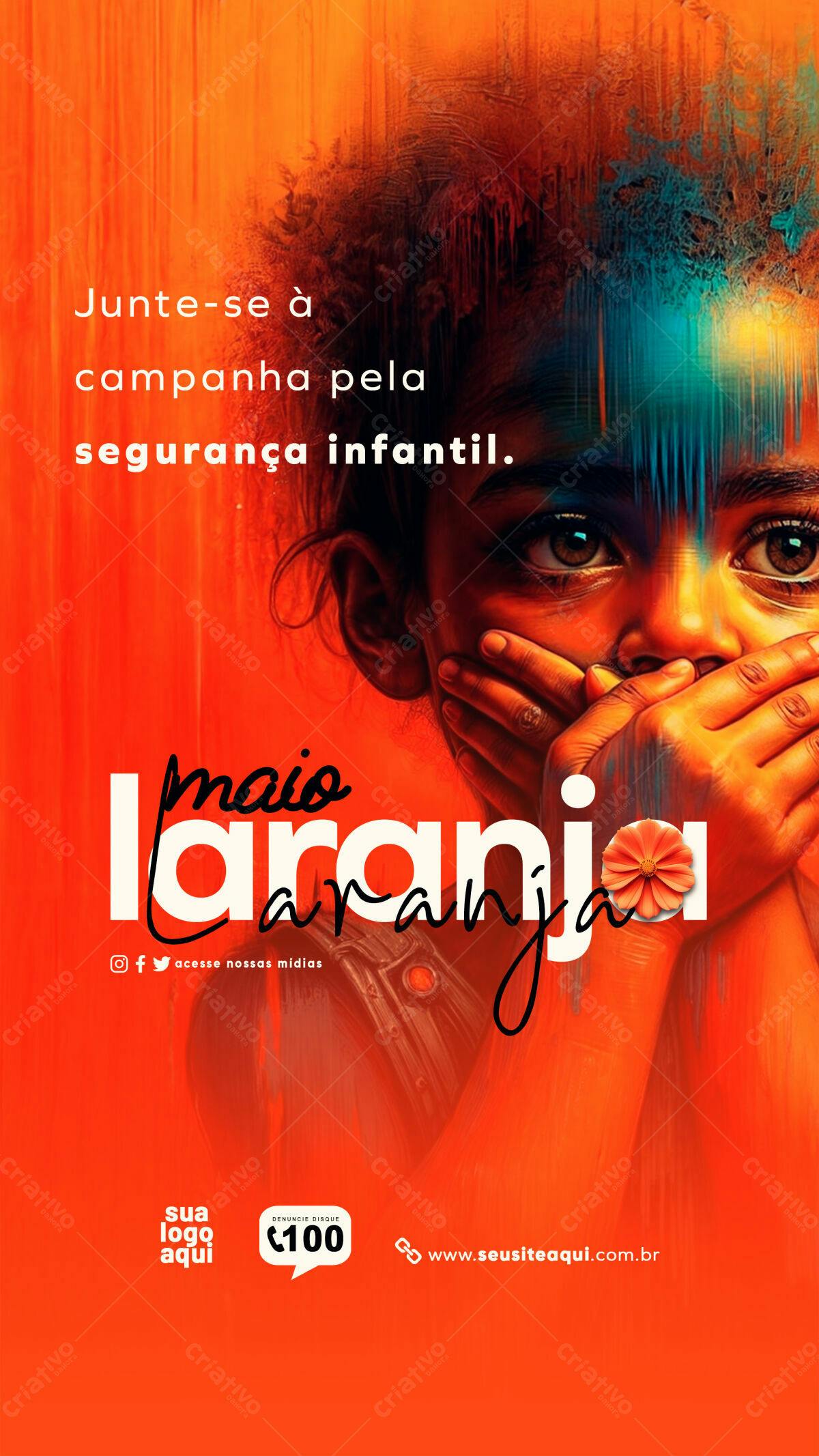 Flyer Maio Laranja PSD Editável