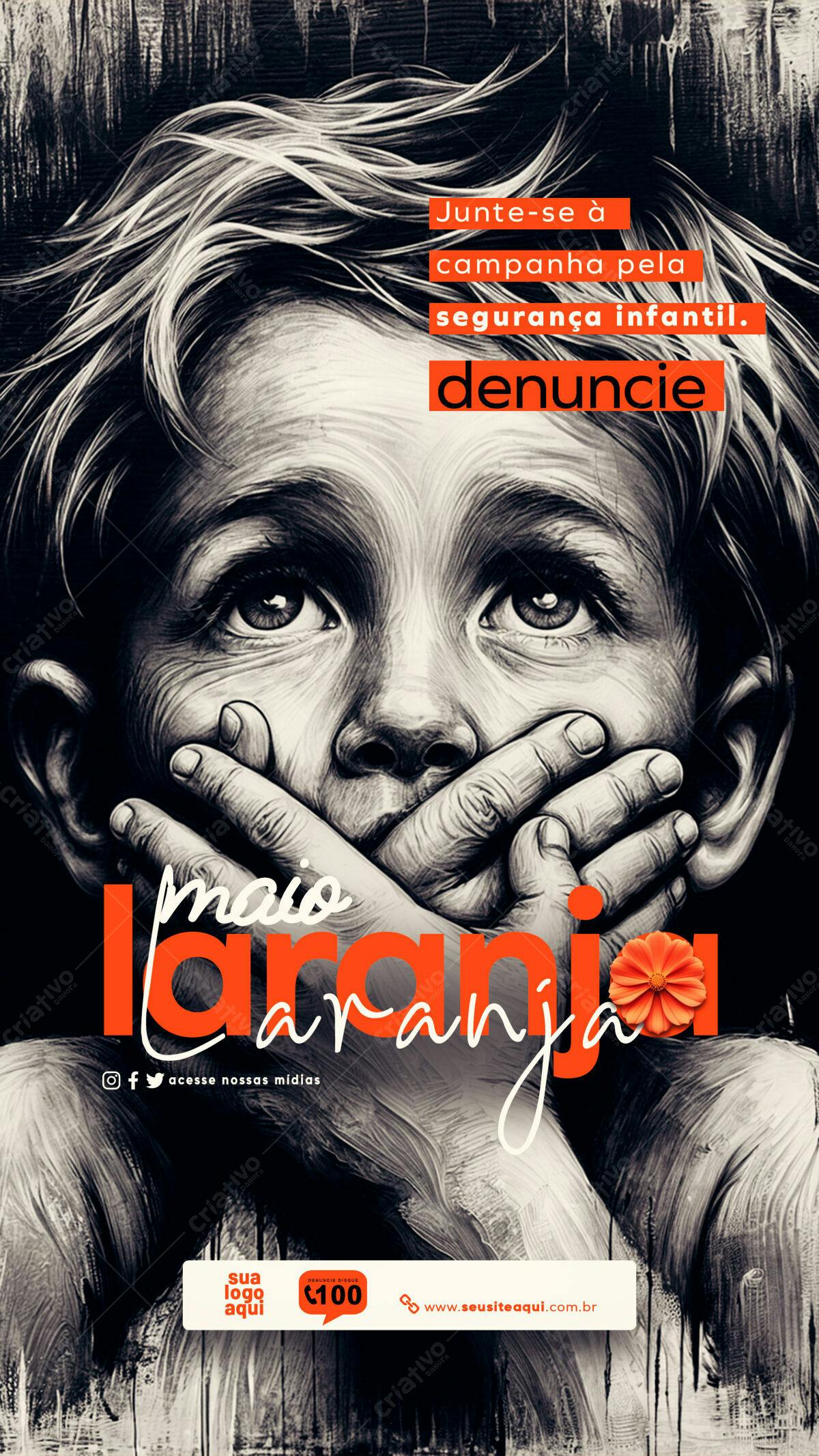 Flyer Maio Laranja PSD Editável